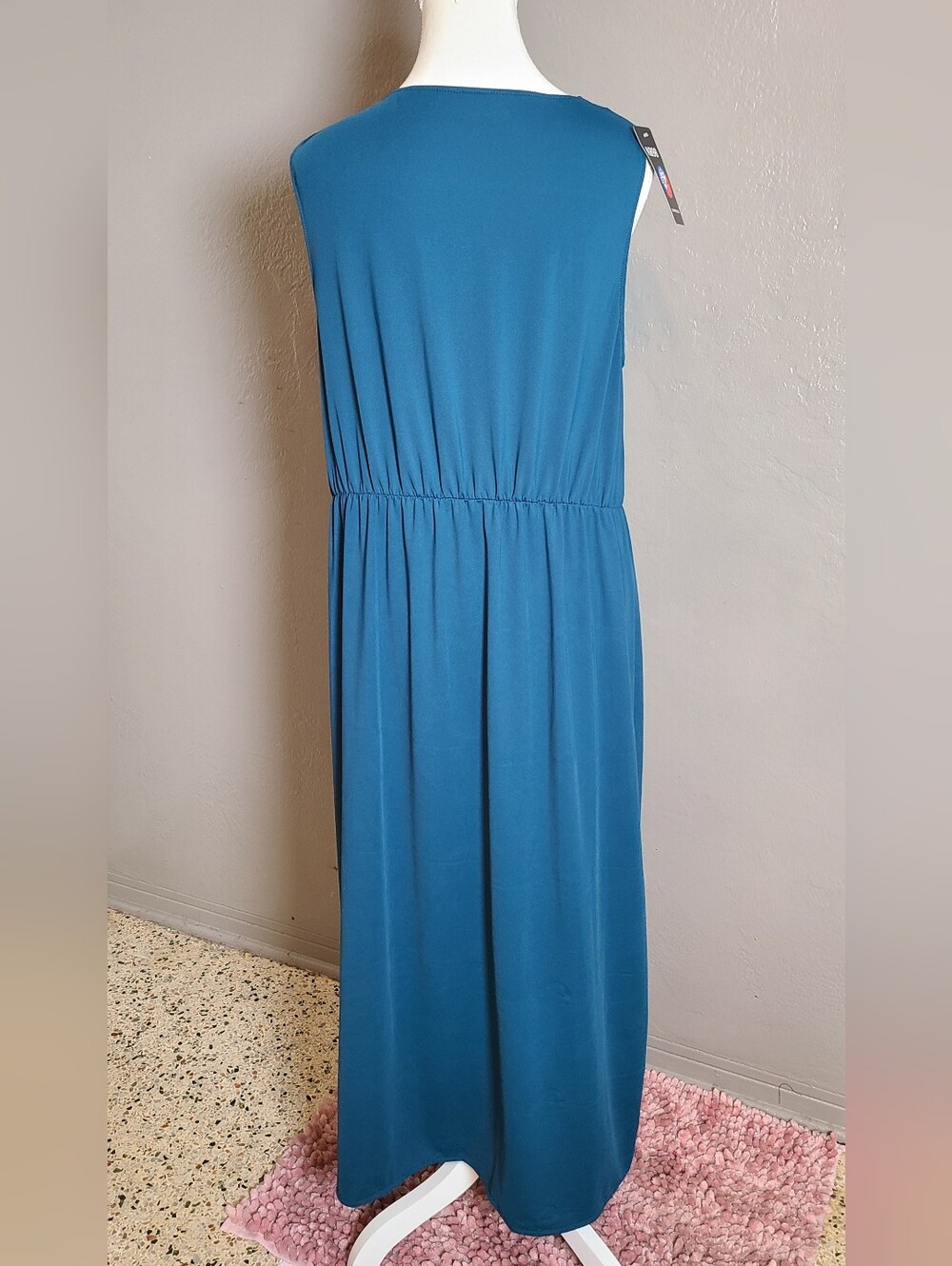 Women Sleeveless Teal Beach Swimsuit  Coverup Dress UPF 50 with Front Keyhole L - Picture 4 of 12